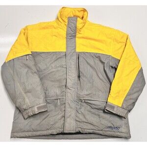 Liquid Ski Jacket Mens L Yellow Gray Snowboard Ski Nylon Vintage Y2K